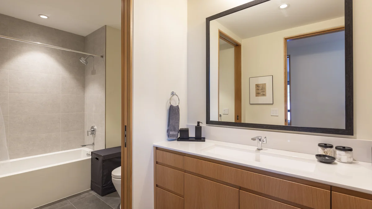 Bathroom attached to bunk bed bedroom