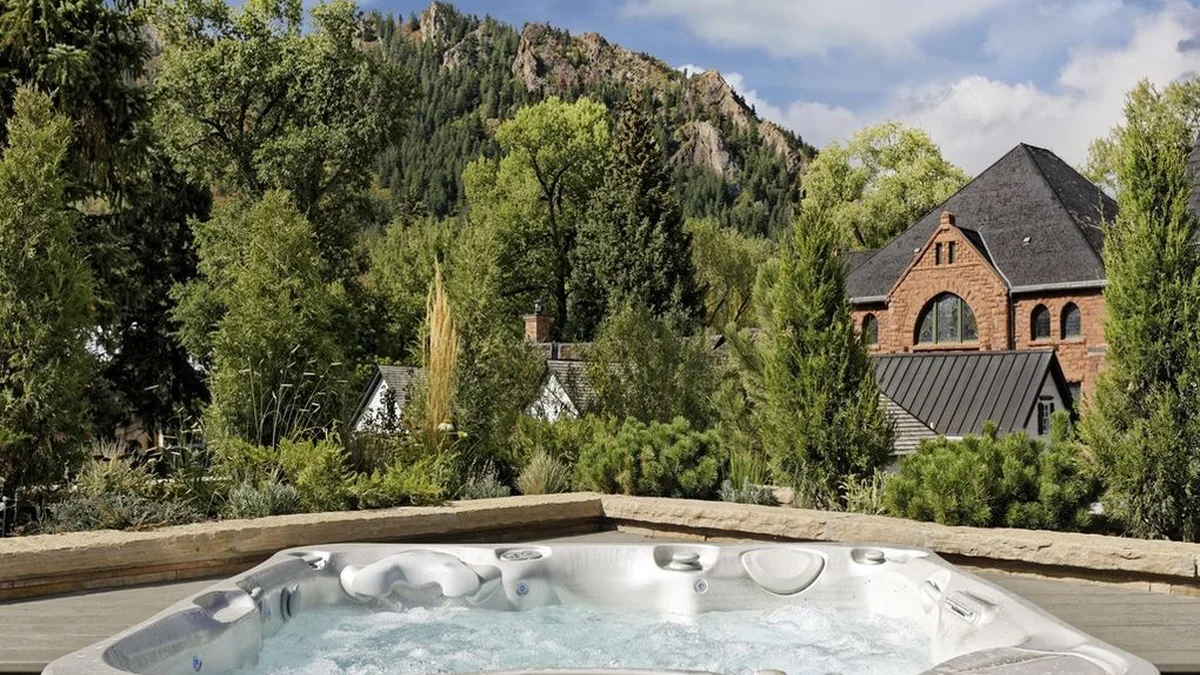 Upstairs outdoor hot tub