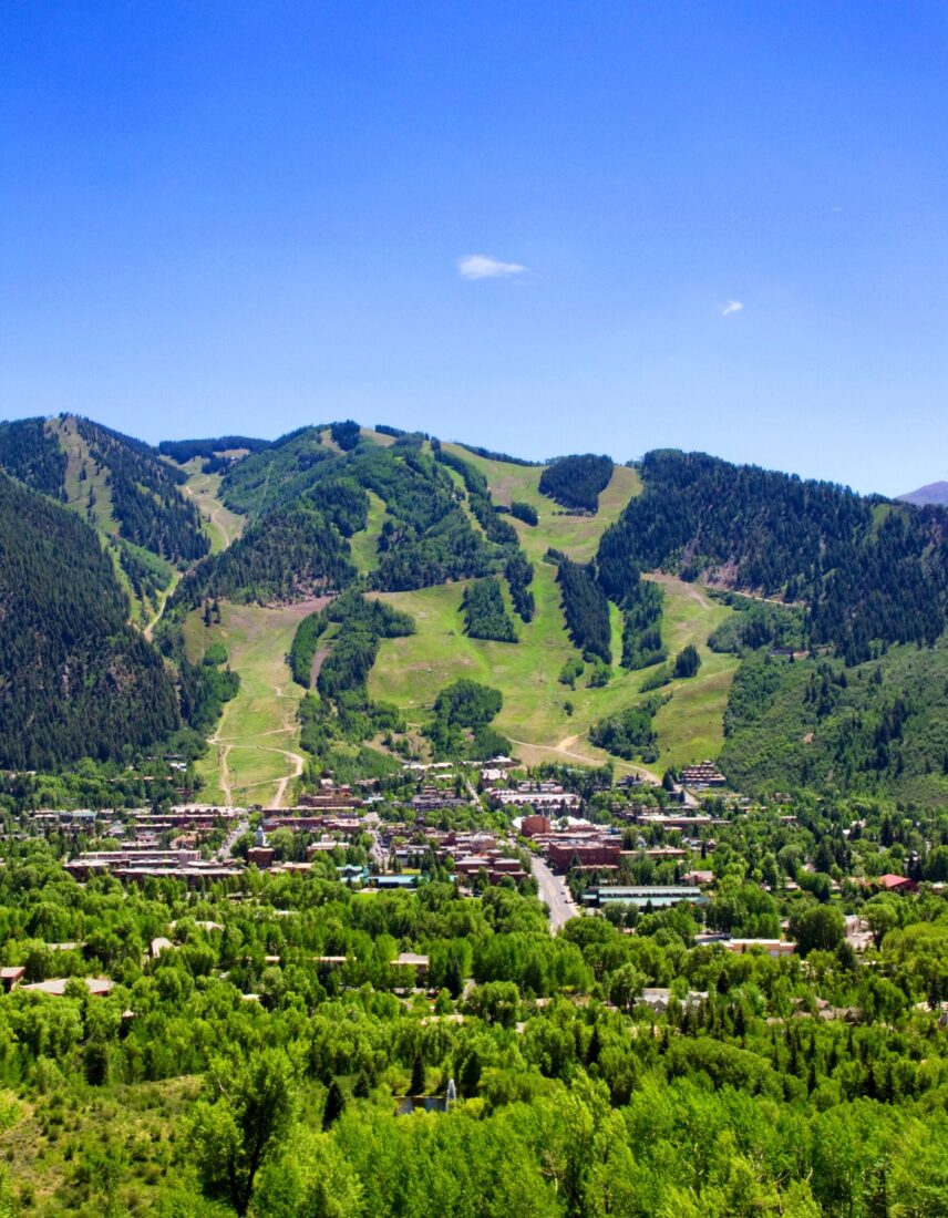 Aspen mountain and town in summer