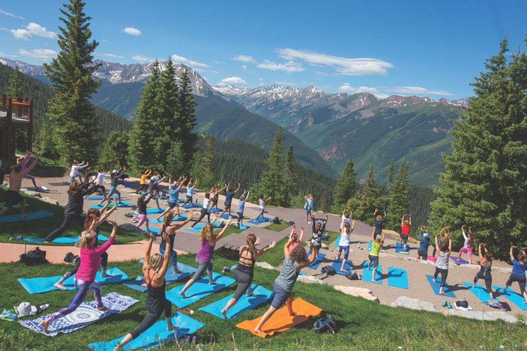 Yoga at the top of Aspen mountain