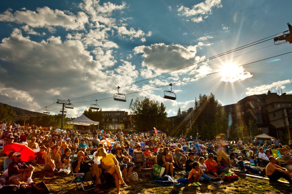 People sitting on Snowmass mountain during summer