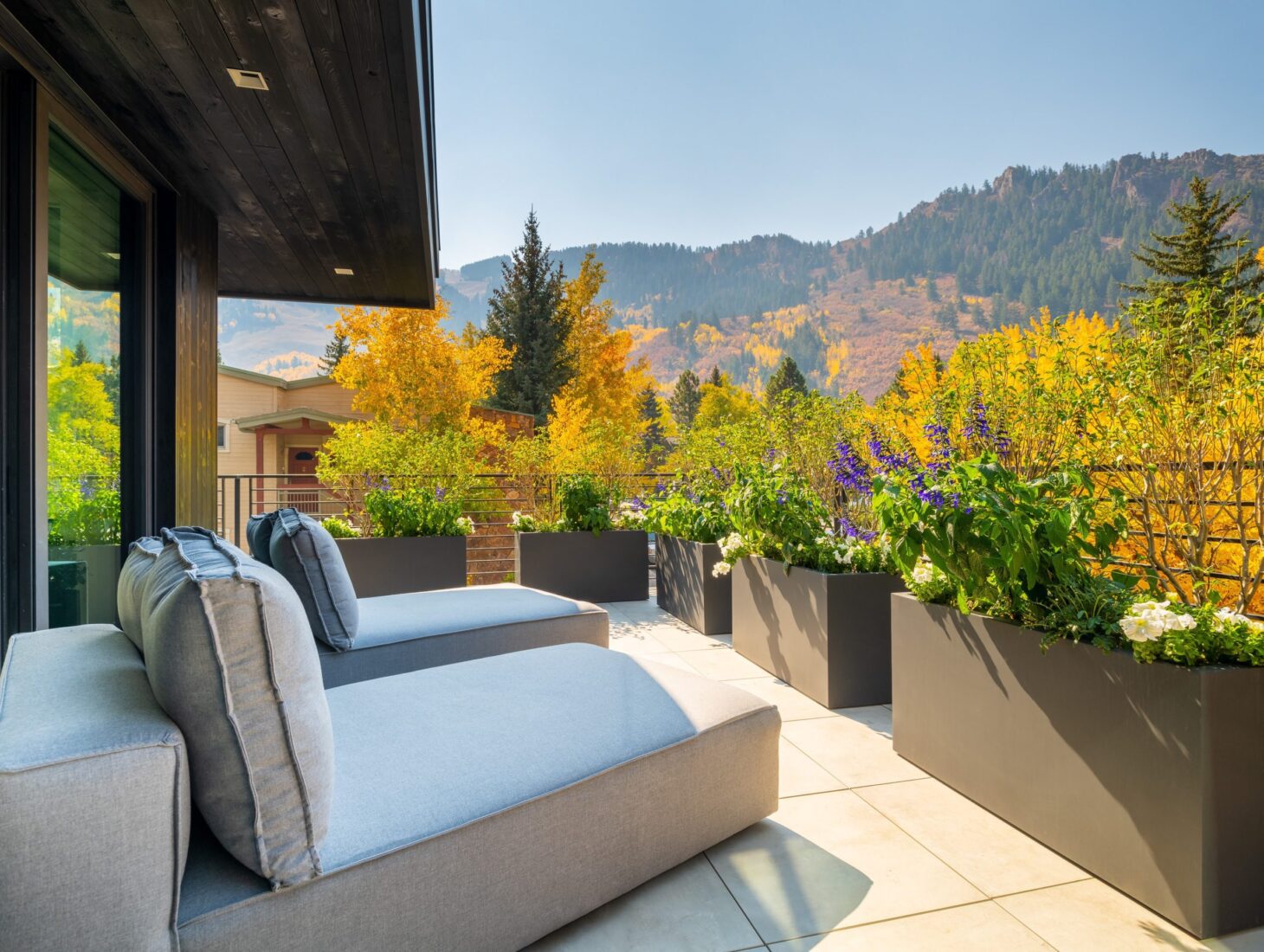 Penthouse patio looking over Aspen, Colorado during Autumn
