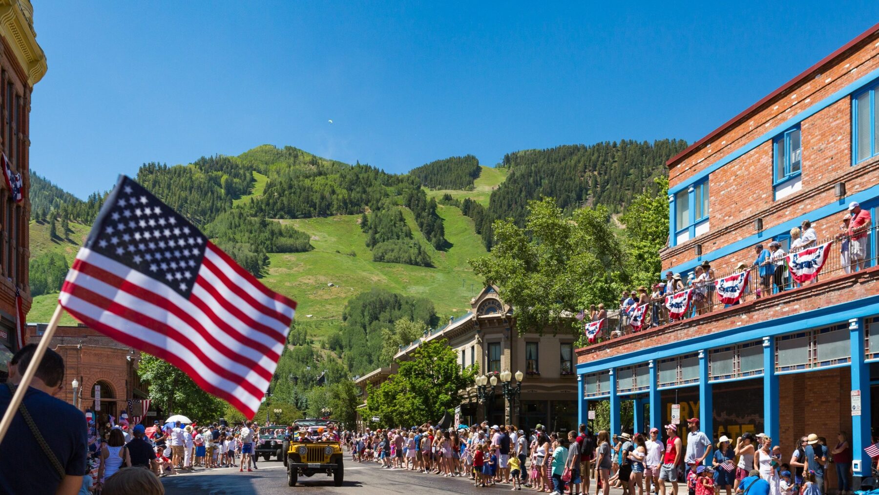 The summer sun shines on the 4th of July in Aspen