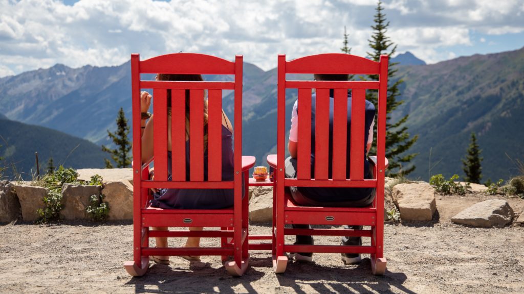Two resting chairs at the top of Aspen Mtn.
