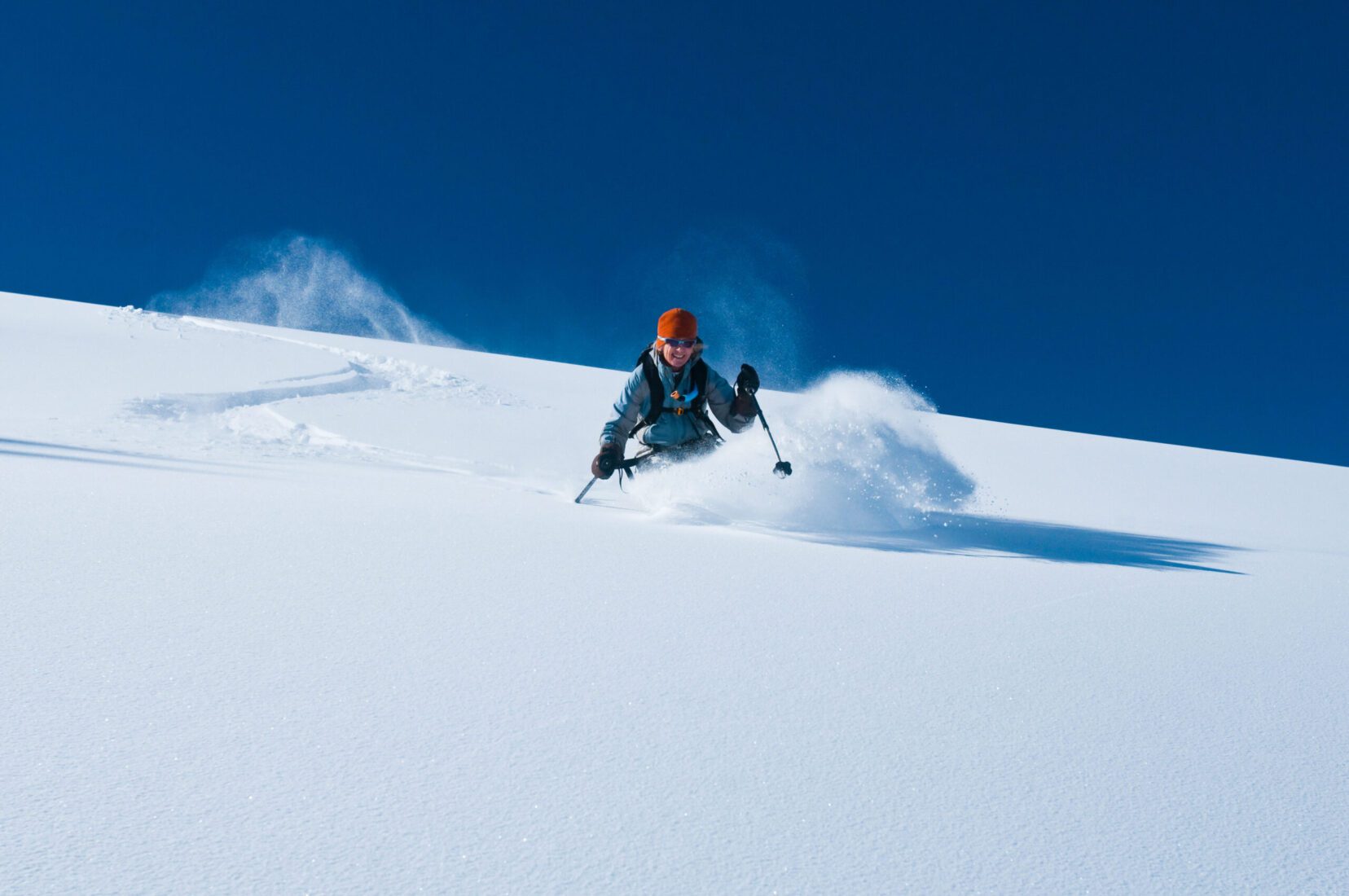 Skier in Untracked Powder Snow