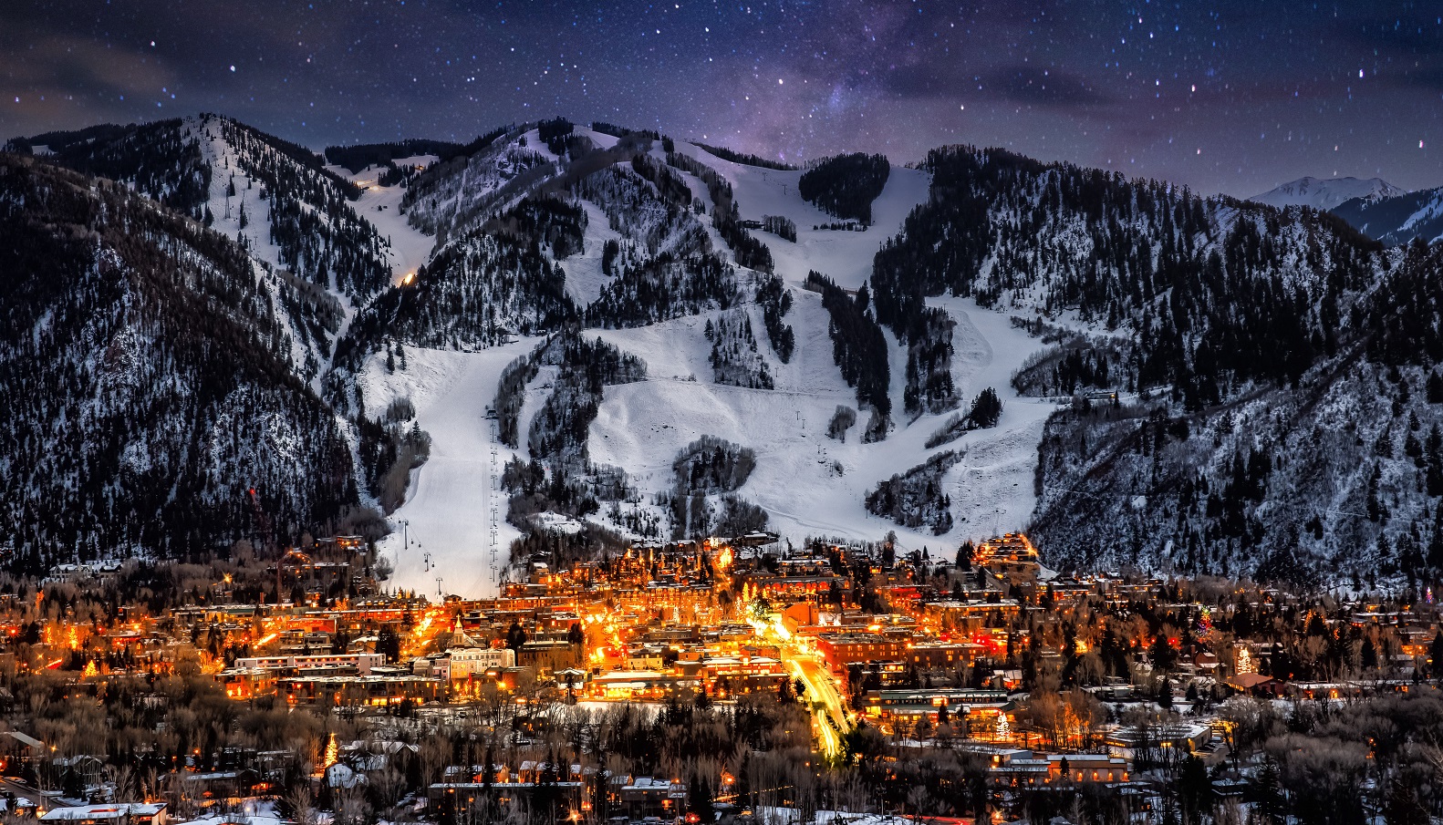 Aspen Mountain with stars in background