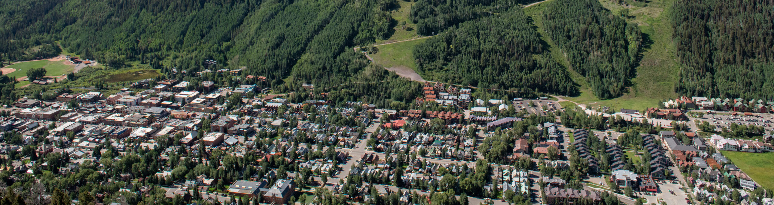 Aerial photo of Aspen Colorado in the summer