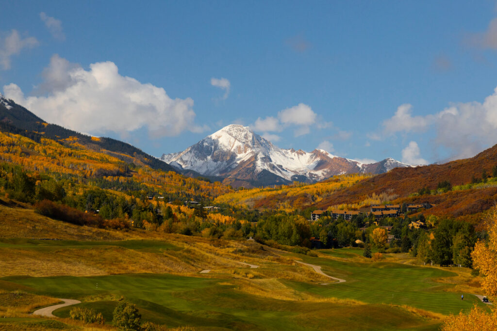 Snowmass Golf Course with view of Mt. Daly in Autumn.