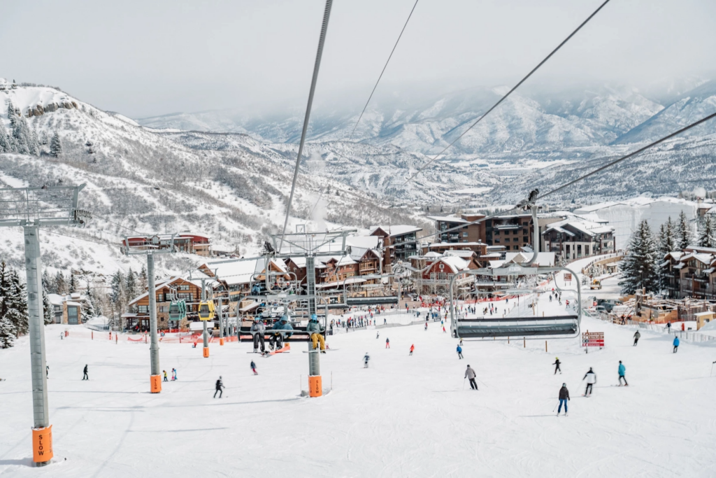 View of Snowmass Fanny Hill during winter