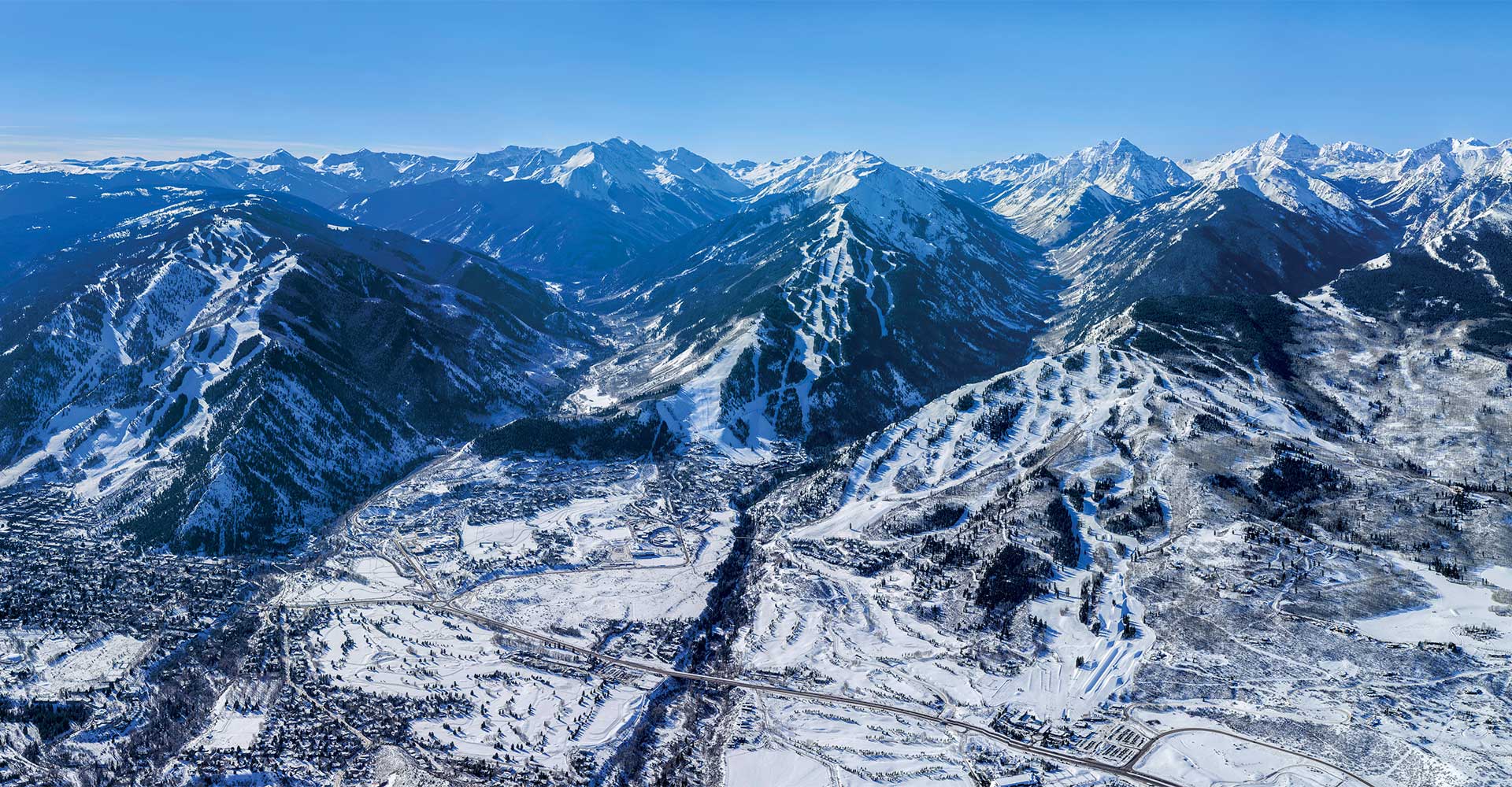 Aspen Mountain, Aspen Highlands and Buttermilk Mountains in Winter